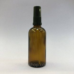 Флакон скляний 100 мл (горловина 18) з чорним дозатором (тара для косметики) 1281890159 фото